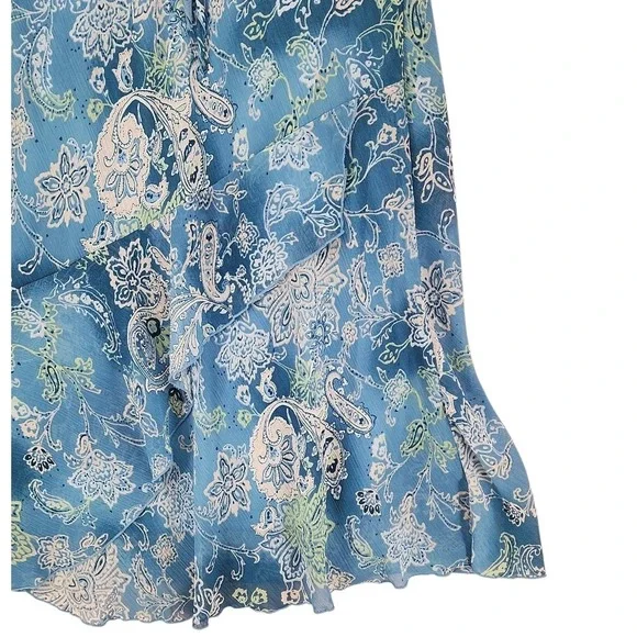 Fairy Dress 16W Dress barn Midi Blue Floral Paisley Ruffle Flutter Sleeve Whimsy - Picture 8 of 11